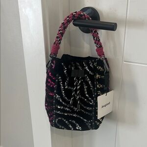 Desigual Black and Pink Bucket Bag